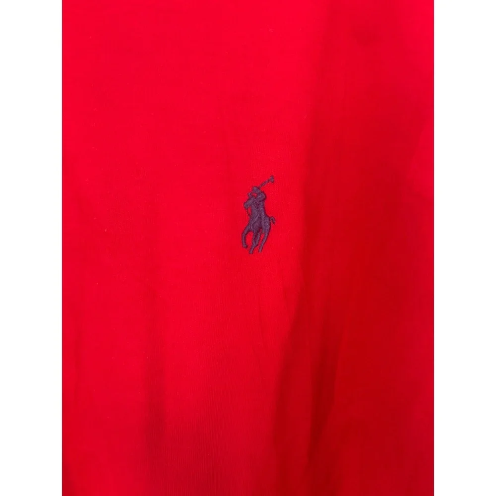 Polo Ralph Lauren Mens XL Red Short Sleeve Cotton Polo Shirt Navy Pony Logo‎